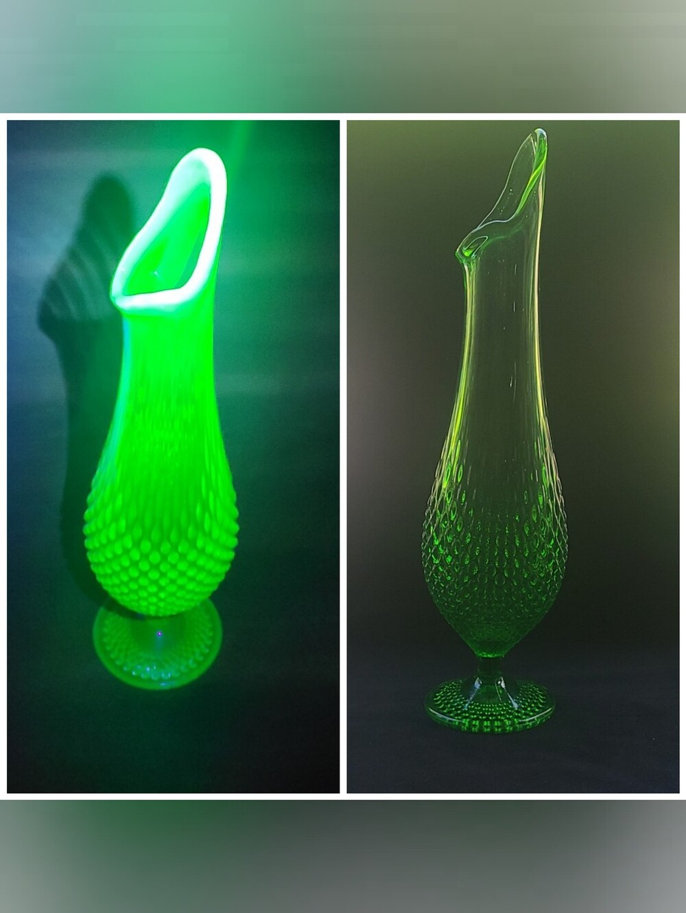 Fenton Uranium Hobnail Swung Vase